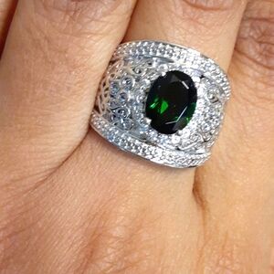 925 Genuine Russian Diopside and Untreated White Zircons. FIRM.